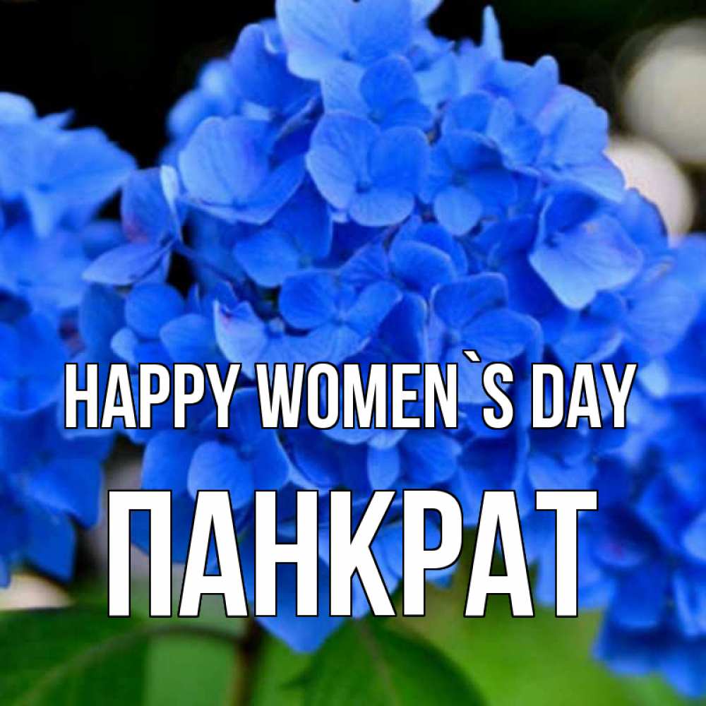 Greetings card с именем, Панкрат happy women`s day синие цветы Greetings with text for free download 
